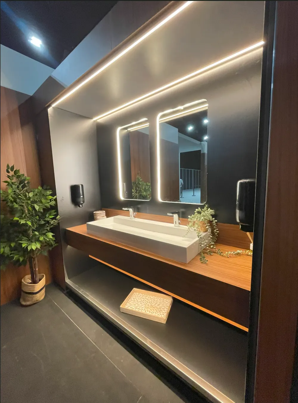 Lavabo de diseño con espejo iluminado